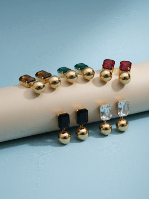 Gemstone Glamour Kashmiri Jhumki Earrings Combo for Women – 5-Pair Set