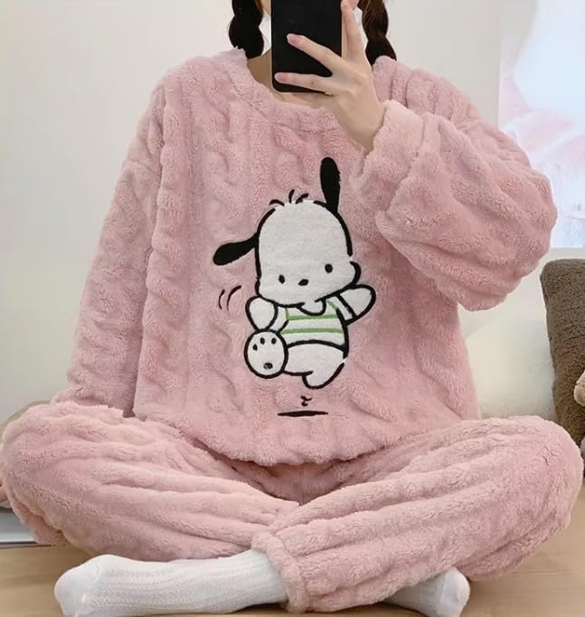 Mehak Fashion Winter Night Suit for Women and Girls Woolen Fur Nightdress with Fleece Warm Nightwear Winterwear for Dailywear - Image 3