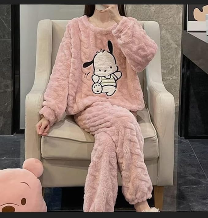 Mehak Fashion Winter Night Suit for Women and Girls Woolen Fur Nightdress with Fleece Warm Nightwear Winterwear for Dailywear - Image 4