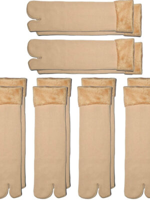 Women’s Solid Fur Lined Ankle Length Thumb Socks | Warm Winter Cozy Split Toe Socks, Pack of 6