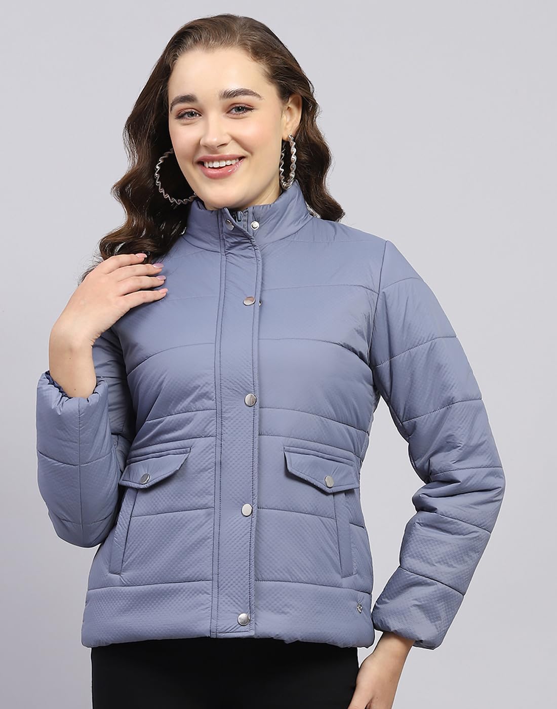 Monte Carlo Women's Polyester Blend Regular Solid Mock Neck Full Sleeve Jacket - Image 3