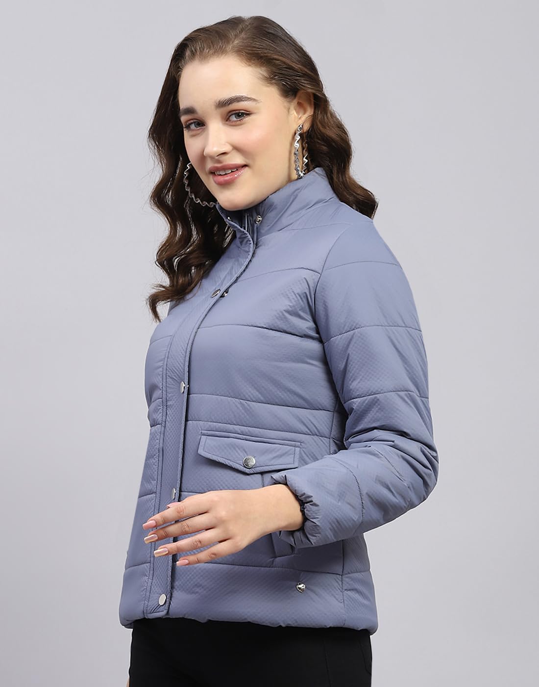 Monte Carlo Women's Polyester Blend Regular Solid Mock Neck Full Sleeve Jacket - Image 4