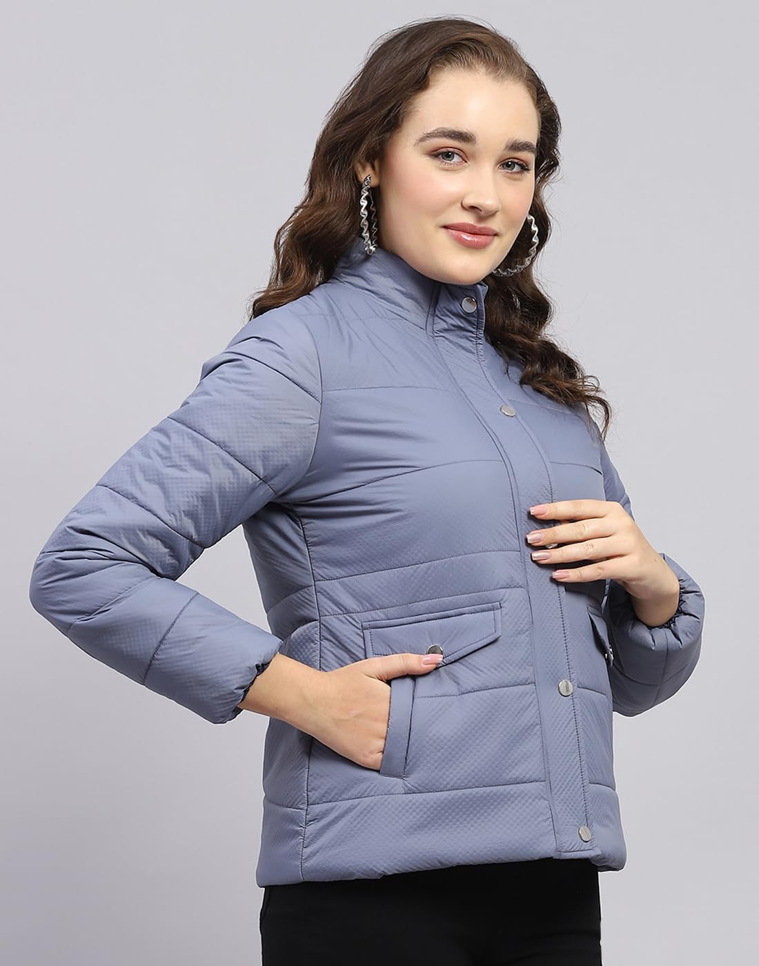 Monte Carlo Women's Polyester Blend Regular Solid Mock Neck Full Sleeve Jacket - Image 5
