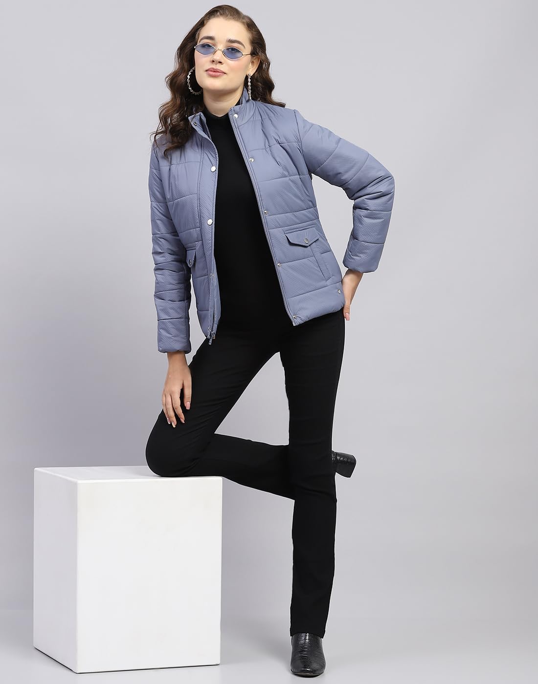 Monte Carlo Women's Polyester Blend Regular Solid Mock Neck Full Sleeve Jacket - Image 7