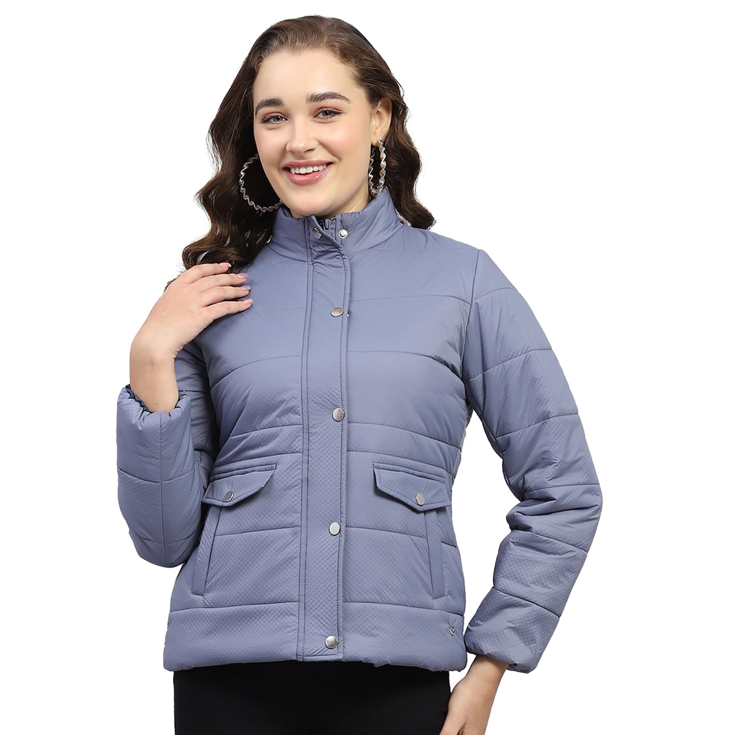 Monte Carlo Women's Polyester Blend Regular Solid Mock Neck Full Sleeve Jacket - Image 2